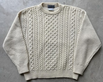 Vintage jaren 80 Christopher Hayes Aran-trui Ierse wollen visser kabelhandgebreid