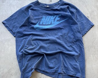 Vintage jaren 70 Nike Pinwheel Tag T-shirt heren M Spellout-logo, VS enkele steek