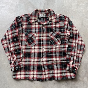 Camisa vintage de franela de lana Wilson Brothers Skipper de los años 50, estampado a cuadros escoceses, fabricada en EE. UU., talla L.