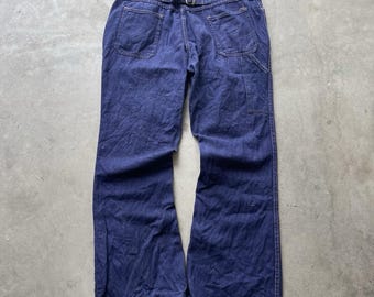 Pantalones vaqueros de carpintero Vintage Avalanche con hebilla trasera, de mezclilla índigo oscura, talla 32x29