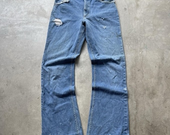 Vintage Lee Rider Flare Jeans Mens 30x31 Blue 70S Denim Hippie Union Made