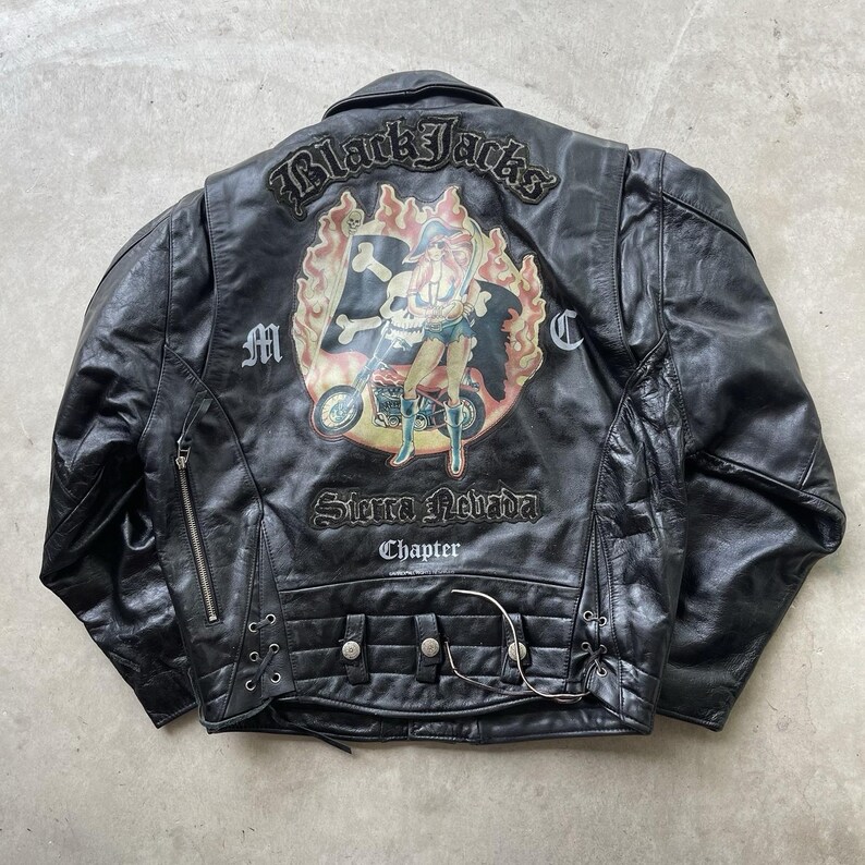 Vintage 90s Avirex Leather Jacket Biker D Pocket Desert Rally Black Jacks Size M image 8
