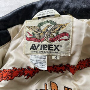 Vintage 90s Avirex Leather Jacket Biker D Pocket Desert Rally Black Jacks Size M image 3