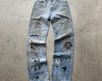 VTG 60er 70er Jahre Wrangler 13MWZ Scovill Zipper Cowboy Jeans 28x32 EUC Distressed