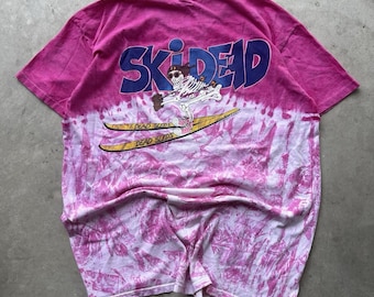 Vintage jaren 80 Grateful Dead shirt Ski Dead Skull maat XL Tie Dye Zeldzaam