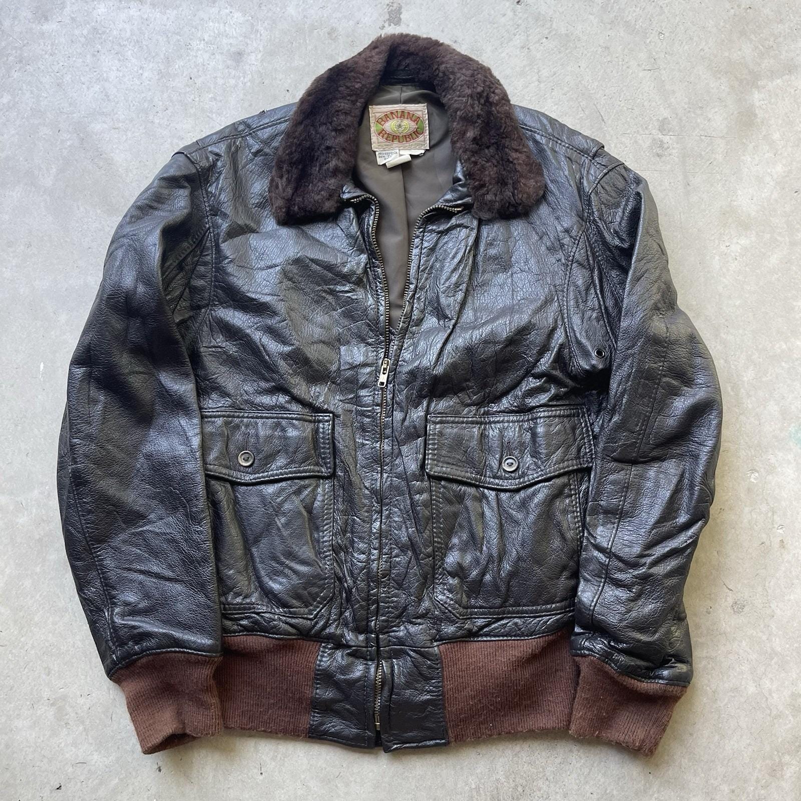Banana Republic Leather Bomber Jacket - Etsy