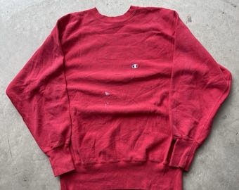 Vintage Champion Reverse Weave Sweatshirt Men XL Red 90s Mock Neck Pocket USA