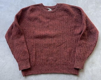 Vintage Abercrombie & Fitch Shetlandwollen trui rood bordeauxrood jaren 40 (jaren 50) Schotland