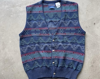 Vintage Pendleton Knit Sweater High Grade Western Wear Men's Aztec Vest Sz M