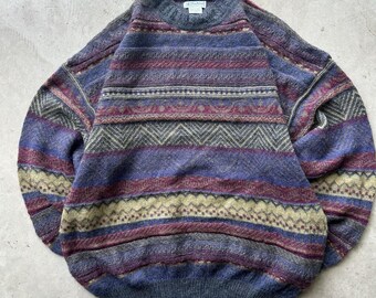 Vintage Van Driver alpacawol Coogi-stijl gebreide visserskusttrui maat L