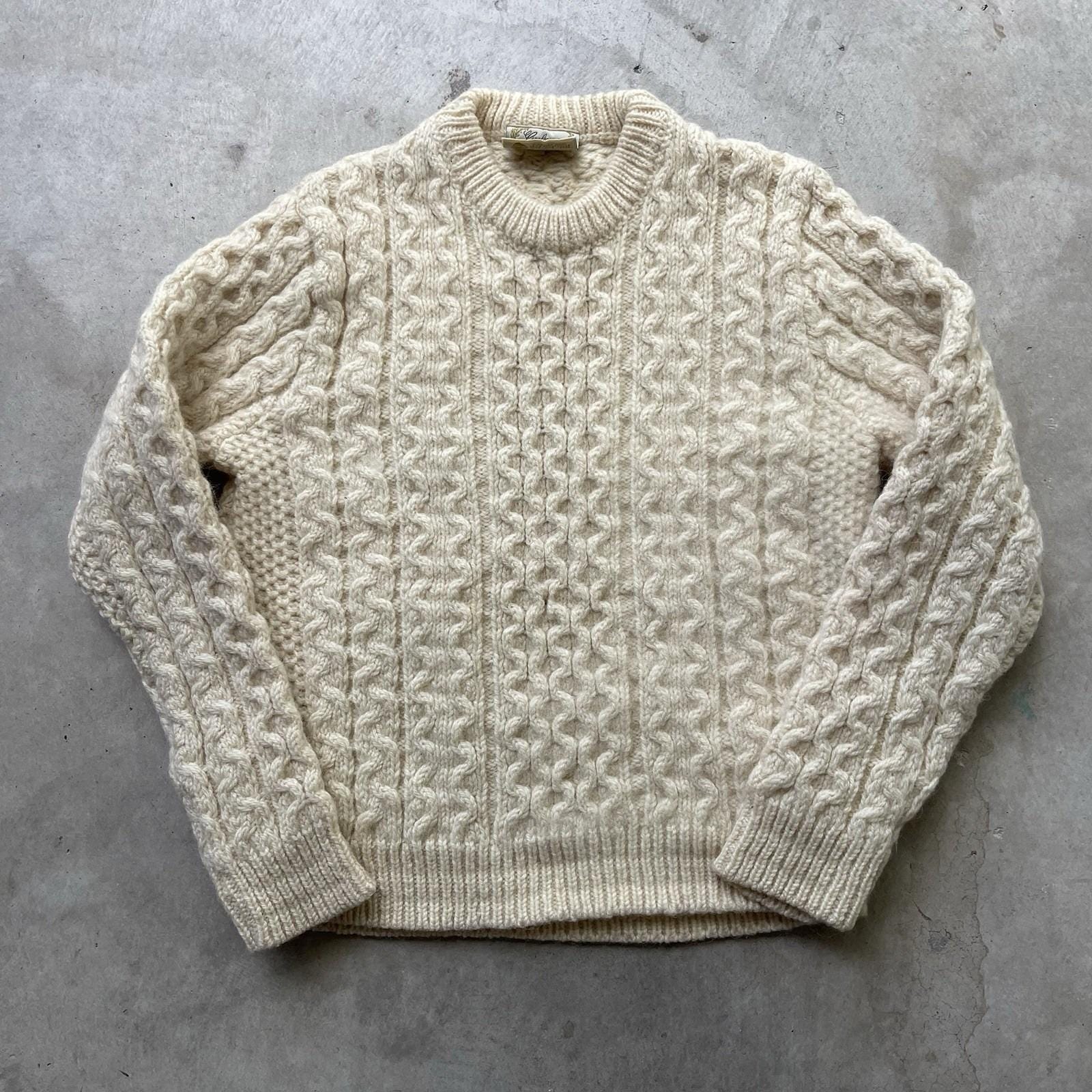 White Cable Cotton Sweater - Etsy Canada