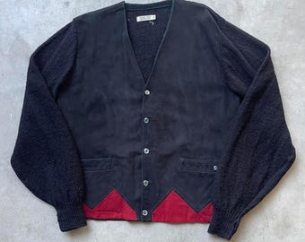 True Vintage jaren 60 zwart mohair-wolmix suède vest groot Kurt Cobain Grunge