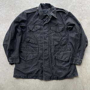 Vintage M65 Field Jacket Black Dyed Conmar Zipper Military 4 Pocket OG-107 Large