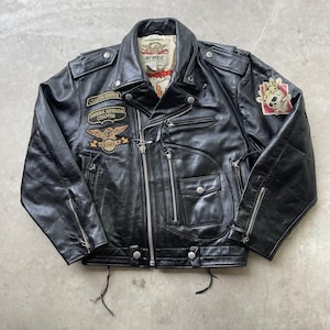 Vintage 90s Avirex Leather Jacket Biker D Pocket Desert Rally Black Jacks Size M image 1
