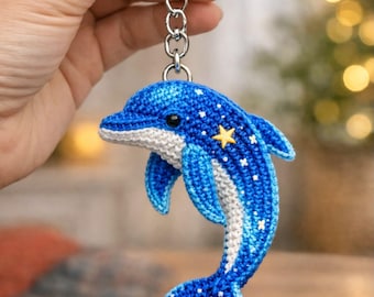 Delfin Schlüsselanhänger Häkelmuster, Amigurumi PDF, anfängerfreundlich DIY (Digitaler Download)