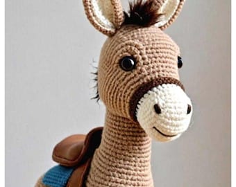 Crochet Donkey Amigurumi Pattern | Handmade Farm Animal Plush Toy (PDF)