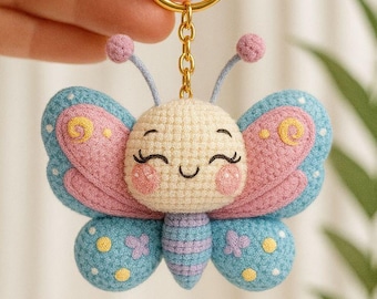 Amigurumi Schmetterling Schlüsselanhänger Häkelanleitung | Kawaii Plüschtier (PDF Download)
