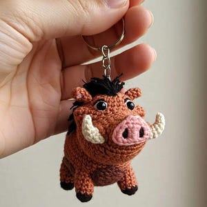 Warthog Amigurumi Crochet Keychain Pattern | Mini Animal PDF (Digital Download)