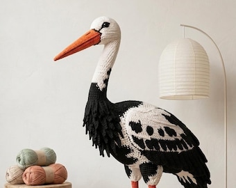 Lebensgroßer Storch Häkelanleitung | Realistisches Amigurumi Vogel Spielzeug (PDF Download)