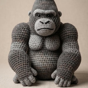 Realistic Silverback Gorilla Crochet Pattern | Kong Amigurumi PDF (Digital Download)
