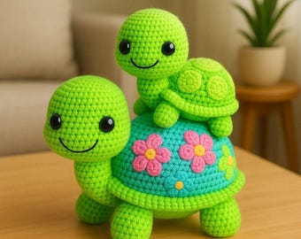 Mama & Baby Schildkröte Häkelanleitung | Amigurumi Plüschtier PDF