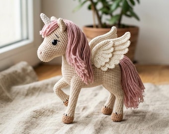 Crochet Pegasus Unicorn Amigurumi Pattern PDF | Beginner Friendly Winged Horse Toy DIY
