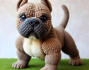Realistic American Bully Crochet Pattern, Standing Dog Amigurumi Toy (PDF)
