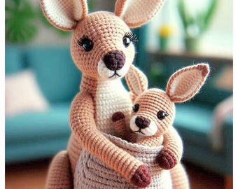 Mama Känguru Häkelanleitung | Joey Amigurumi Spielzeug PDF, Kinderzimmer Dekor