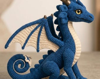 Blue Dragon Amigurumi Crochet Pattern | Easy Fantasy Plush Toy (PDF Download)