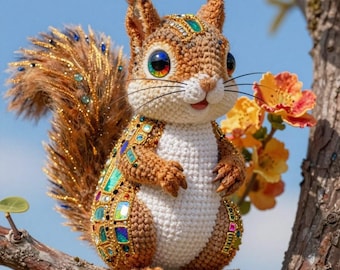 Bejeweled Squirrel Crochet Pattern | Amigurumi Woodland Animal PDF (Intermediate)
