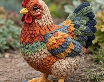 Patrón de amigurumi de gallina Henrietta / Juguete de granja en PDF, proyecto de pájaro de peluche de nivel intermedio