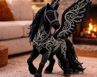 Midnight Pegasus Crochet Pattern | Winged Horse Amigurumi Toy DIY (PDF)