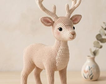 Minimalist Crochet Deer Pattern, Woodland Amigurumi Reindeer Plush (PDF Download)