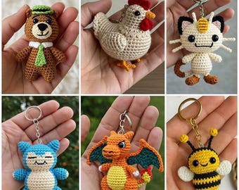 Amigurumi Keychain Crochet Pattern Bundle | 6 Mini Tier Plüsch Designs (PDF Download)