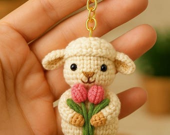 Meadow Lamb Crochet Pattern PDF | Amigurumi Keychain Tutorial (Digital Download)
