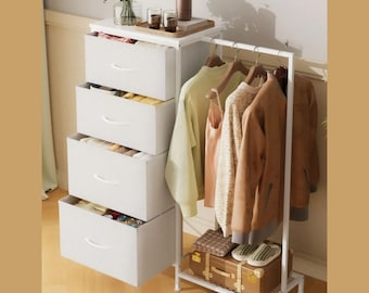 Montessori Wardrobe Dresser with Hanging Rack – Kids Clothing Organizer, Toddler Nursery Storage