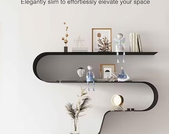 Industrial Black Floating Shelves Set of 3 – Heavy Duty Metal Wall Storage