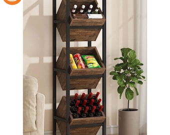3 Tier Wooden Basket Storage Organizer – Vertical Space-Saving Rack
