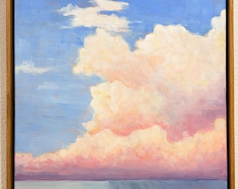 Cotton Candy Cumulonimbus, Original 16x20 Framed Acrylic Canvas Painting (Discounted / Minor Imperfection)