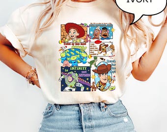 Comfort Colors® Retro Toy Story Characters T-Shirt, Woody Buzz Lightyear Jessie Print