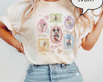 Comfort Colors® Coquette Bow Disney T-Shirt, Disney Family Trip Tee, Mouse And Friends Shirt, Disney Signatures Shirt