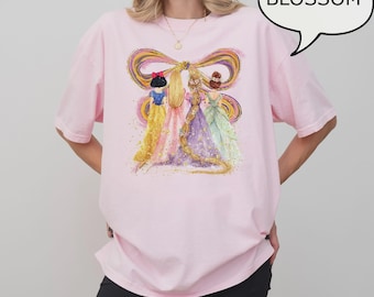 Comfort Colors® Coquette Bow Princess T-Shirt, Disney Princess Shirt, Glitter Image, Snow White Rapunzel Shirt, Not Real Glitter