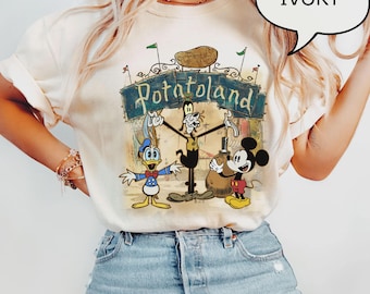 Comfort Colors Potatoland T-Shirt, Mickey Goofy Donald Park Trip Tee