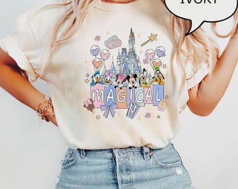 Comfort Colors® Disney Magical Castle T-Shirt, Mickey Balloons T-Shirt, Mickey And Friends Shirt, Watercolor Castle Shirt