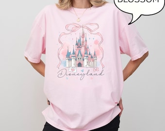 Comfort Colors Pink Castle T-Shirt, Disneyland Watercolor Graphic Tee