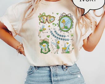Comfort Colors® Coquette Bow Tinkerbell T-Shirt, Magical Disney Place Shirt, Disney Tinker Bell Shirt, Disney Fairy Shirt