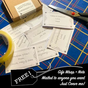 Free gift wrap with personal message sent directly to the recipient.  Easy shopping.