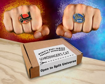 Schrödinger's cat in the box - mystery RING, science, physics, nerd, student, teacher, college, university, gift, jewellery