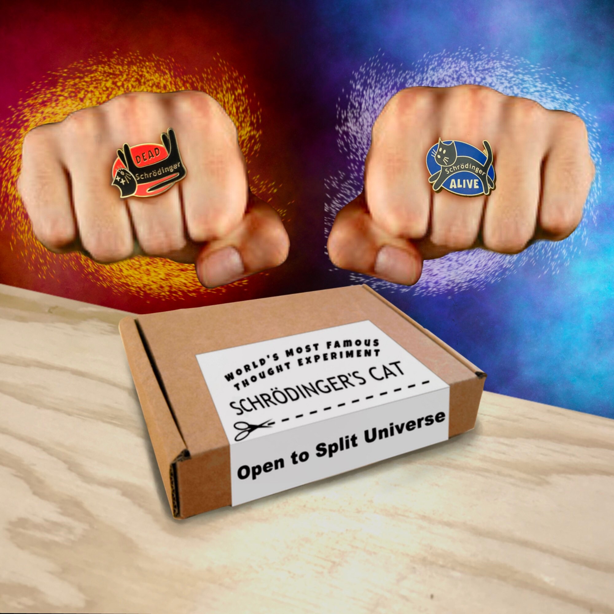 Schrödinger's cat in the box - mystery RING, science, physics, nerd, student, teacher, college, university, gift, jewellery