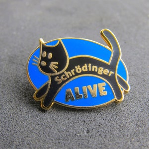 Schrodinger&#39;s Cat in Box- Enamel pin - ALIVE - Cheer up - Fun Hope gift present - Cheap -happy - cheer up - mental health - 14K Gold plated
